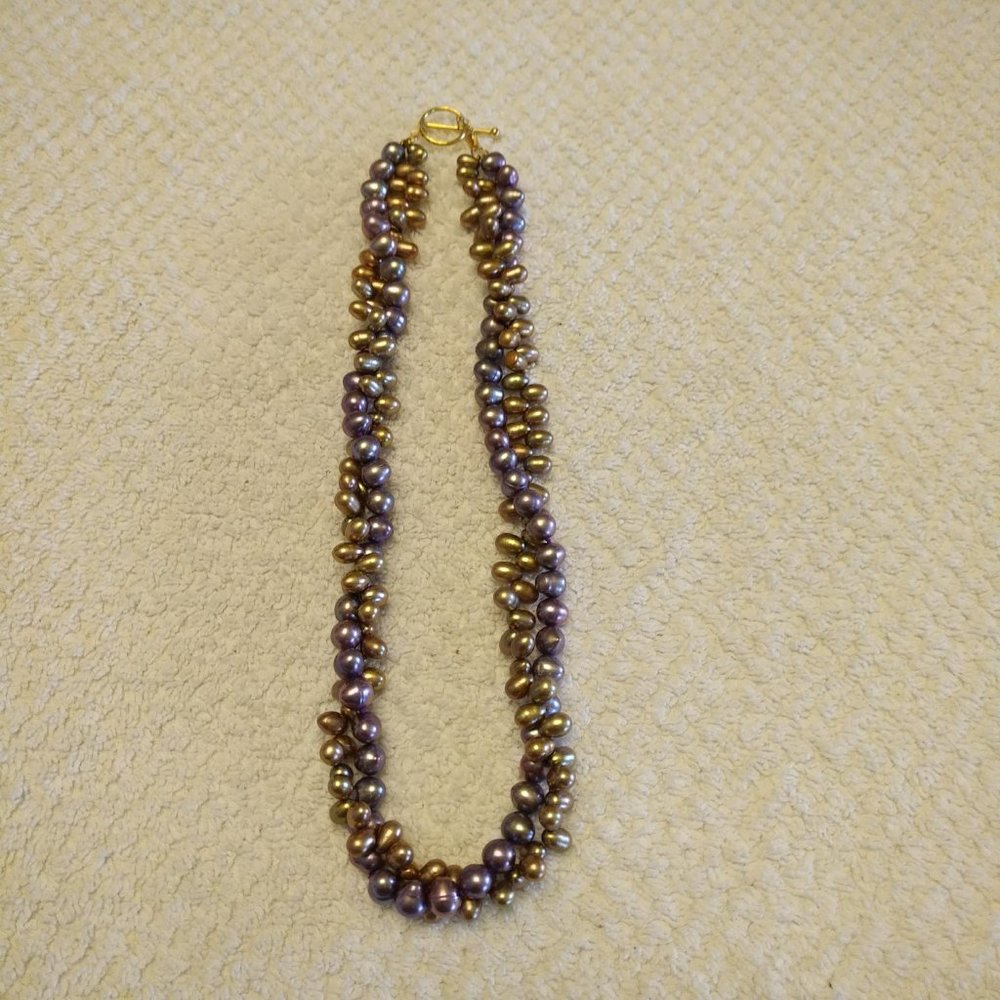 NEW CHAMPAGNE AND PLUM BAROQUE PEARL NECKLACE